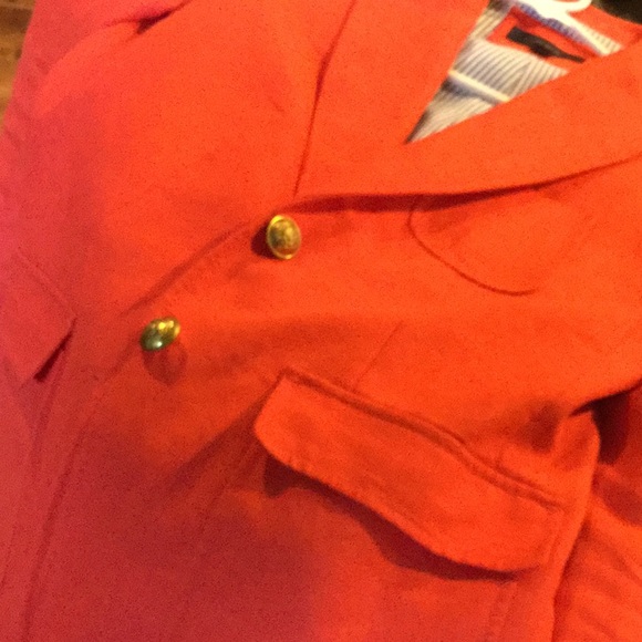 J crew linen blazer bright orange Kentucky derby equestrian horse cowgirl festiv - Picture 12 of 12